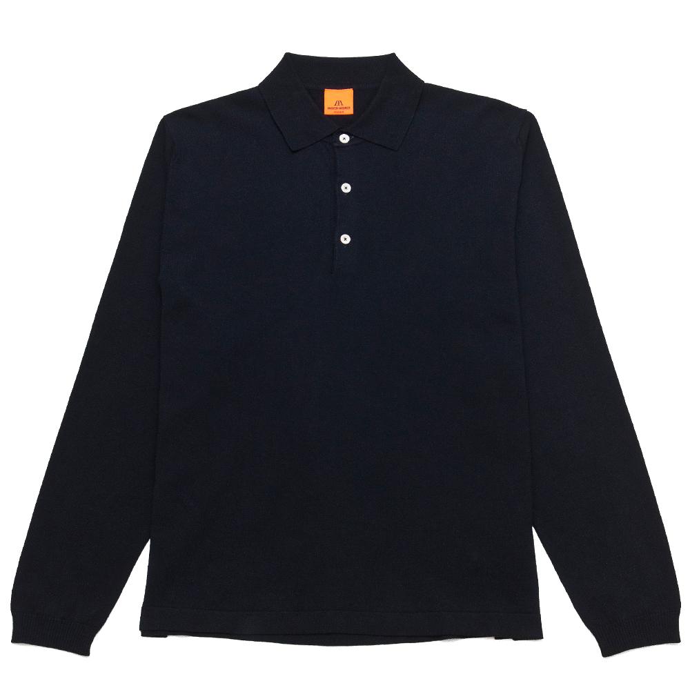 Andersen-Andersen Long Sleeve Polo Navy Blue at shoplostfound, front