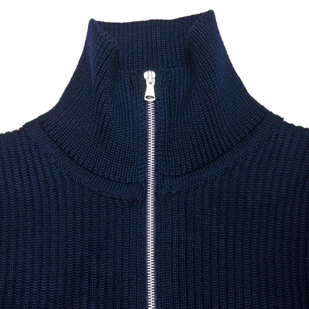 Andersen-Andersen Navy Full-Zip with Pockets Navy Blue at shoplostfound, neck'