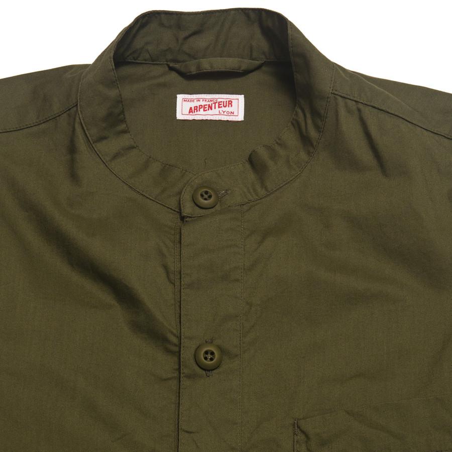 Arpenteur Mao Shirt Olive at shoplostfound in Toronto, collar