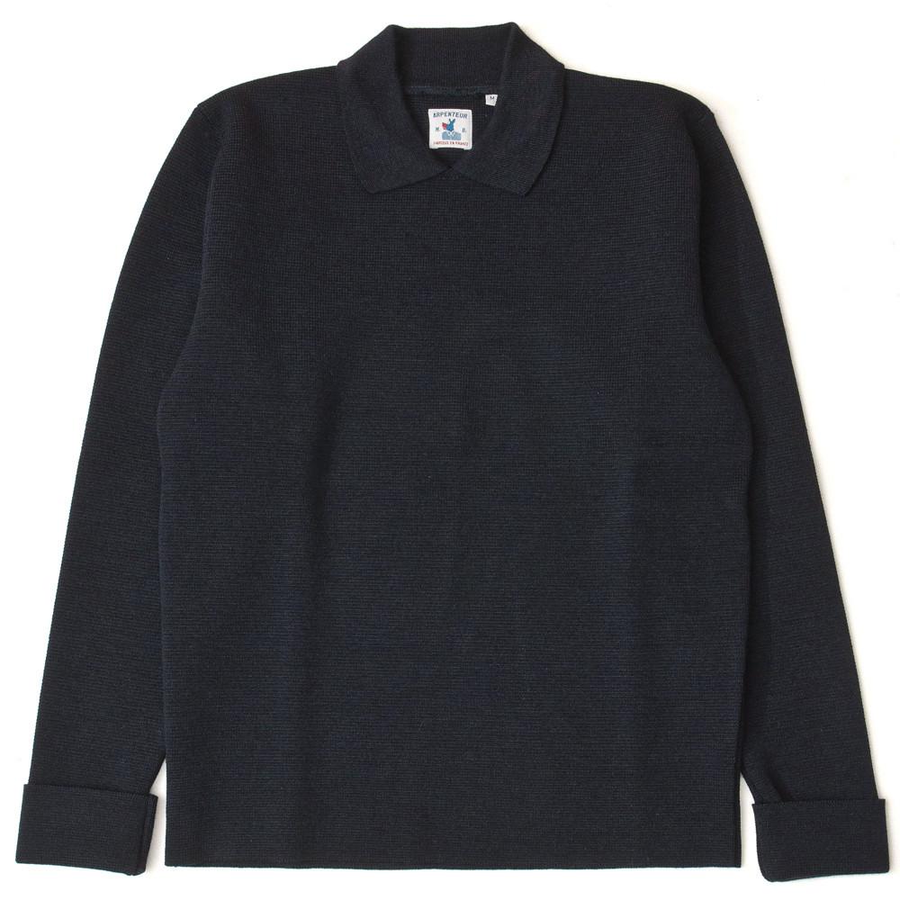 Arpenteur Navy Wool Chevaliere Sweater at shoplostfound in Toronto, front