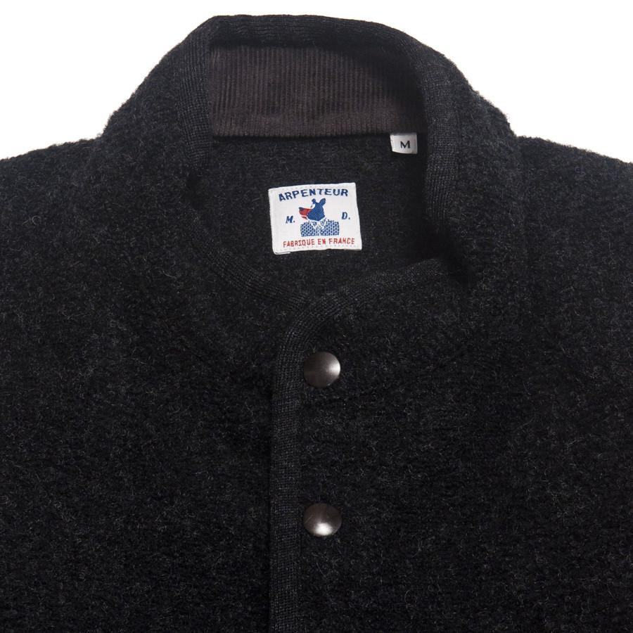 Arpenteur Raschel Sweater Charcoal at shoplostfound in Toronto, collar