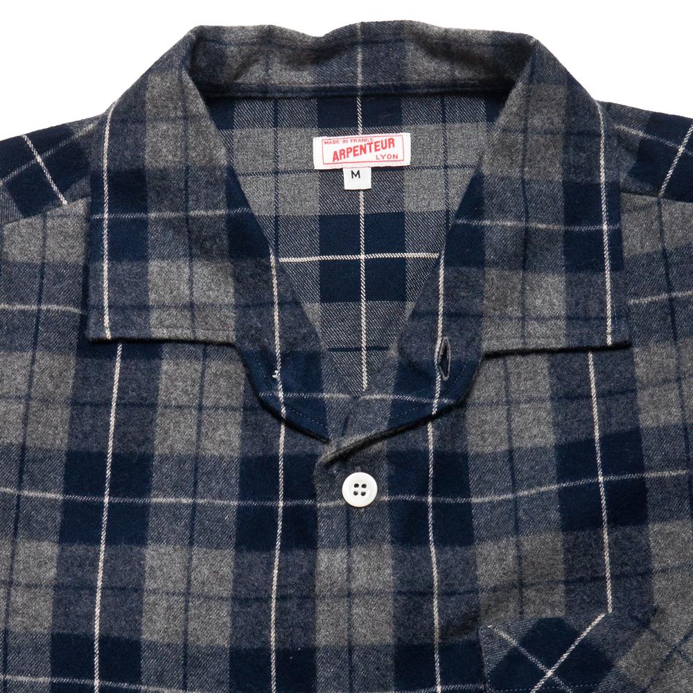 Arpenteur Pyjama Shaggy Flannel Navy Check at shoplostfound, neck