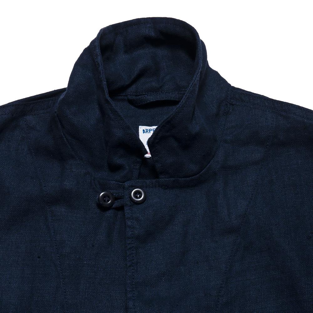 Arpenteur Villafranche Linen Jacket Navy at shoplostfound, neck