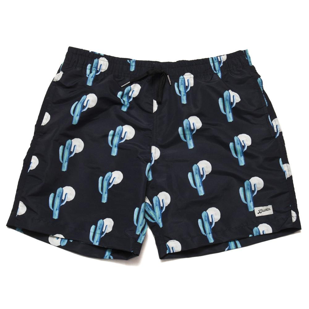 Bather Black Cactus Swim Trunk at shoplostfound, front