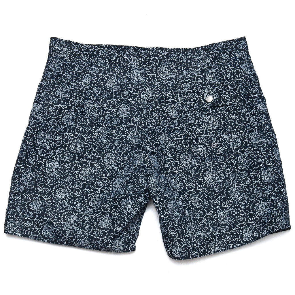 Bather Black Floral Surf Trunk at shoplostfound, back