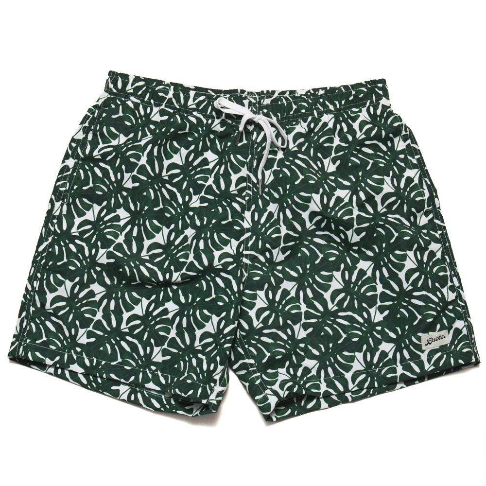 Bather Green Monstera Swim Trunk at shoplostfound, front