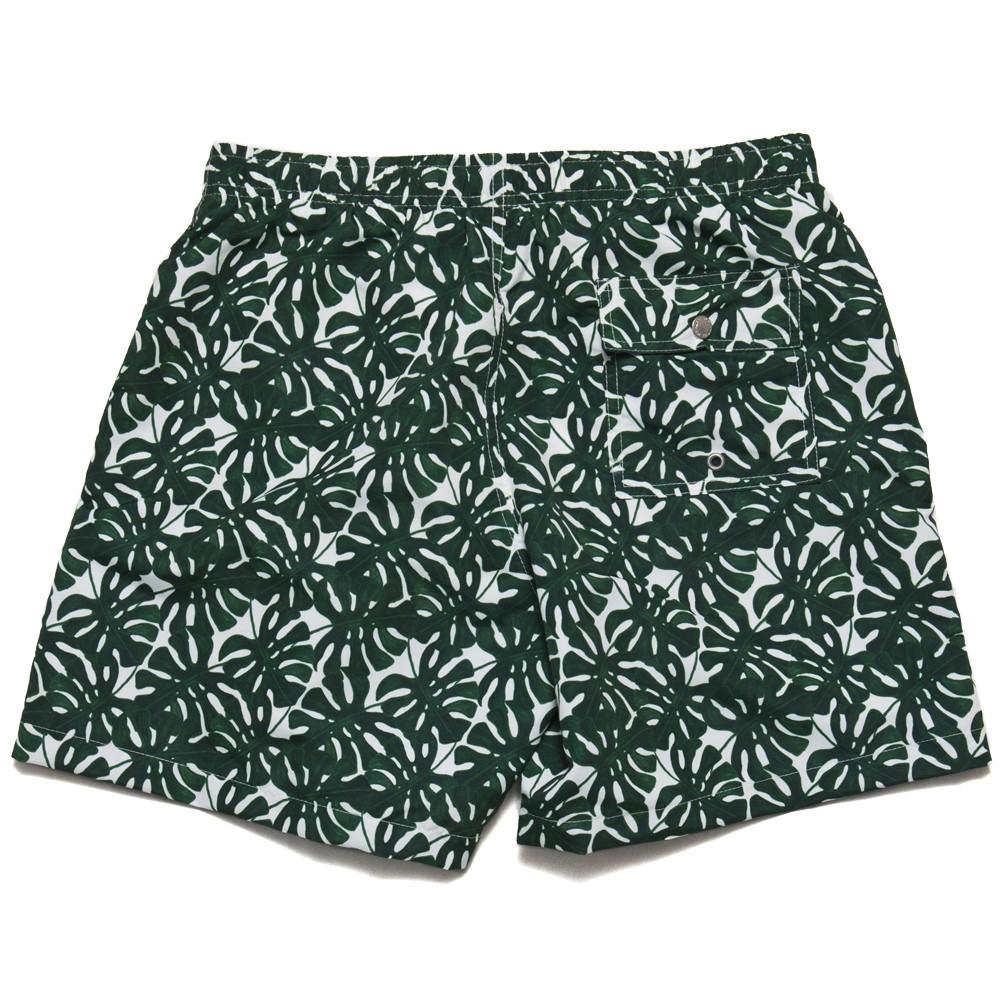 Bather Green Monstera Swim Trunk at shoplostfound, back