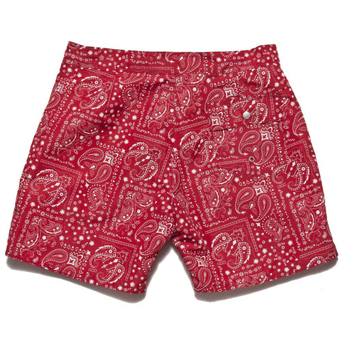 Bather Red Bandana Surf Trunk at shoplostfound, front