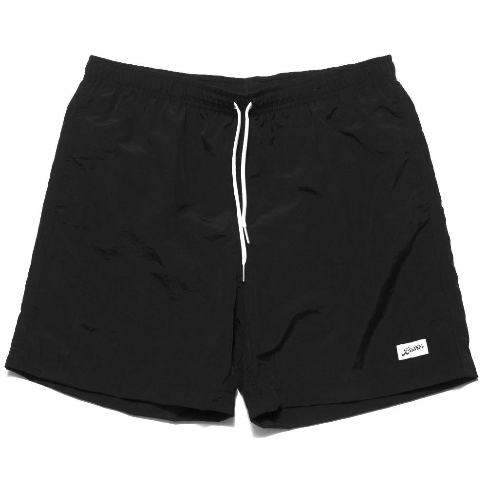 Bather Solid Black Swim Trunk at shoplostfound, front