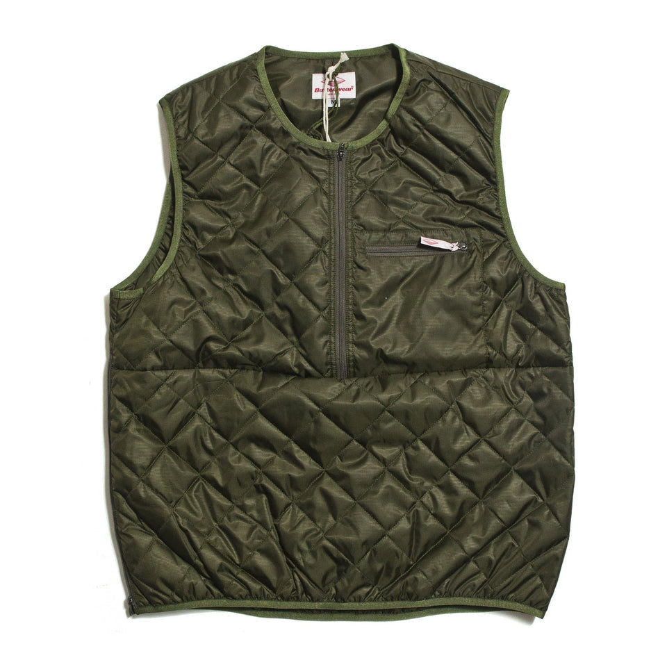 Battenwear Quilted Travel Vest Olive at shoplostfound in Toronto, front