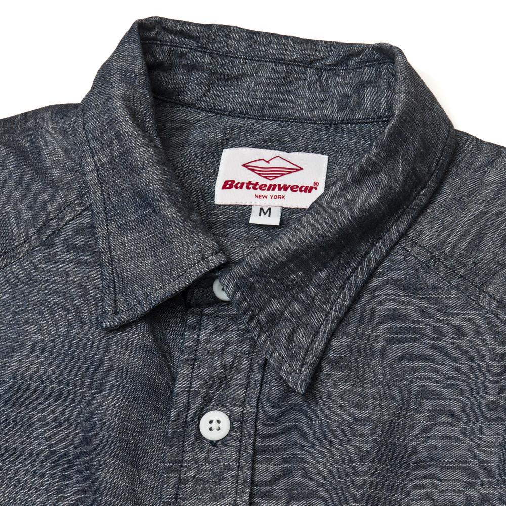 Battenwear Camp Shirt Chambray at shoplostfound in Toronto, collar