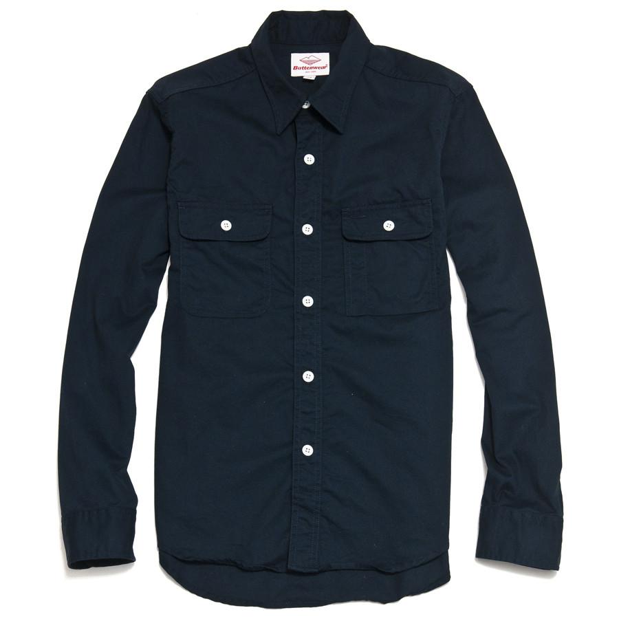 Battenwear Work Shirt Navy at shoplostfound in Toronto, front