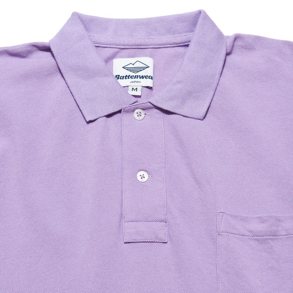 Battenwear Polo Shirt Lavender at shoplostfound, neck
