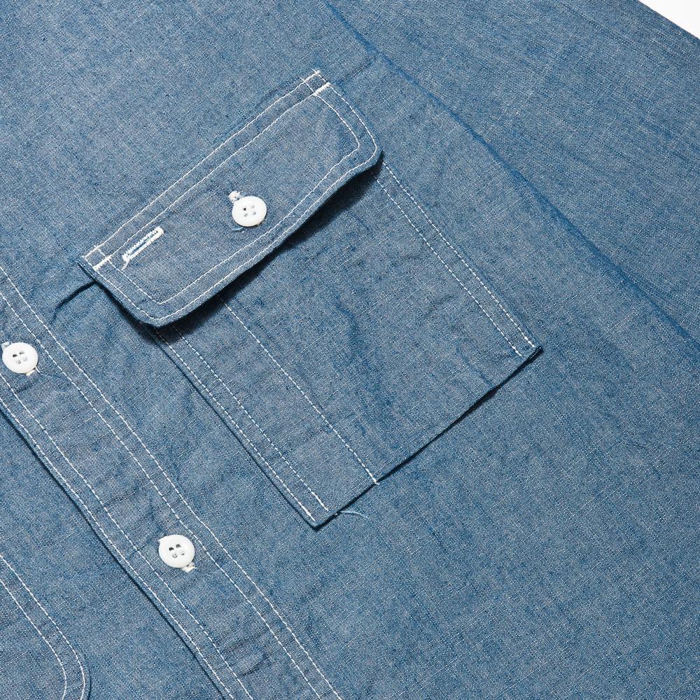 Battenwear Work Shirt Indigo at shoplostfound, chest pocket