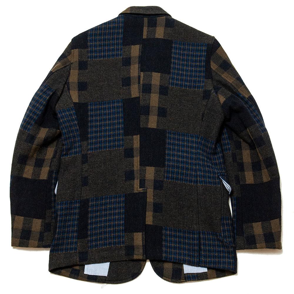 Beams Plus 3 Button Jacquard Tweed Jacket Navy at shoplostfound, back