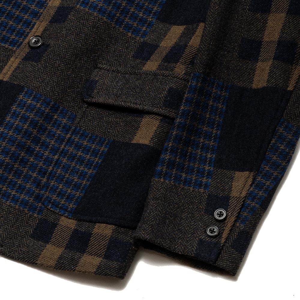 Beams Plus 3 Button Jacquard Tweed Jacket Navy at shoplostfound, cuff