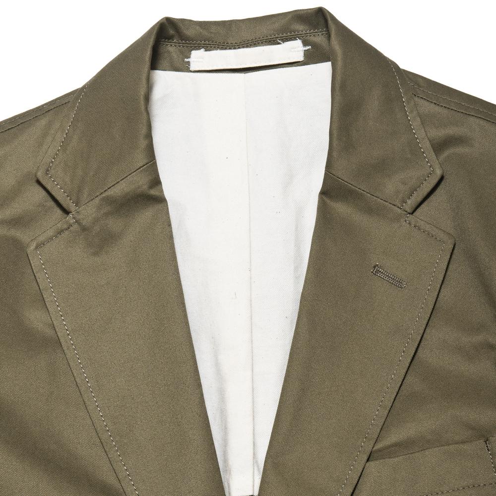 Beams Plus 3B Jacket 80/3 Twill Olive at shoplostfound, neck