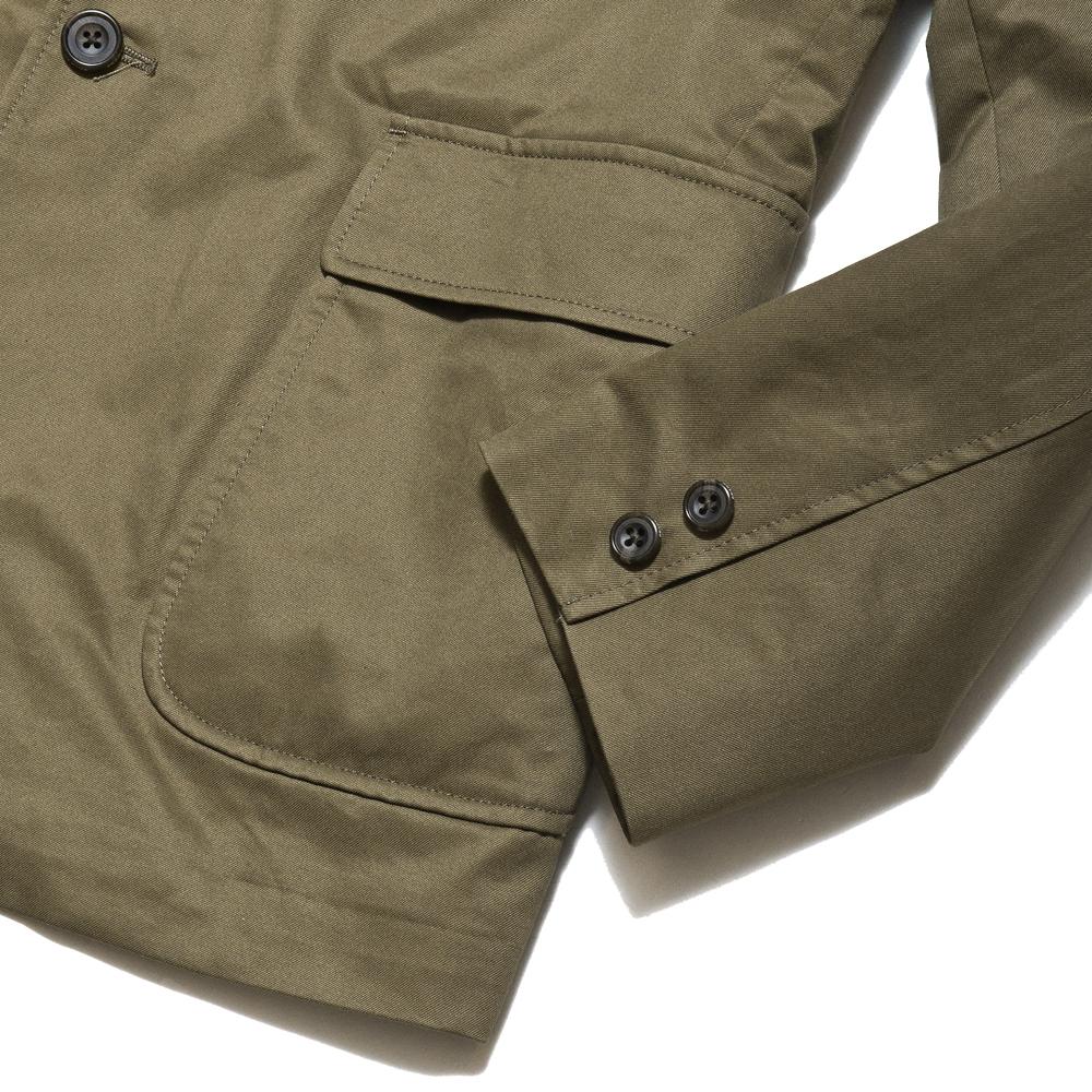 Beams Plus 3B Jacket 80/3 Twill Olive at shoplostfound, cuff