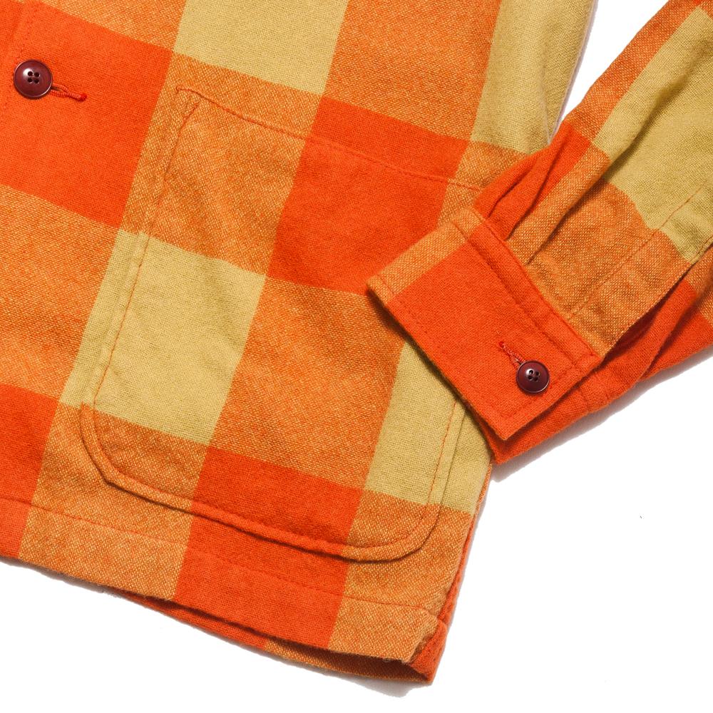 Beams Plus Camp Collar Jacket Block Orange/Yellow at shoplostfound, cuff