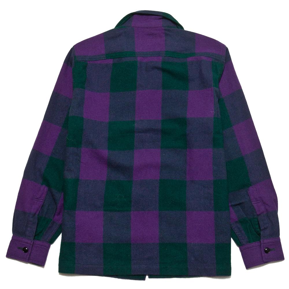 Beams Plus Camp Collar Jacket Block Purple/Green at shoplostfound, back