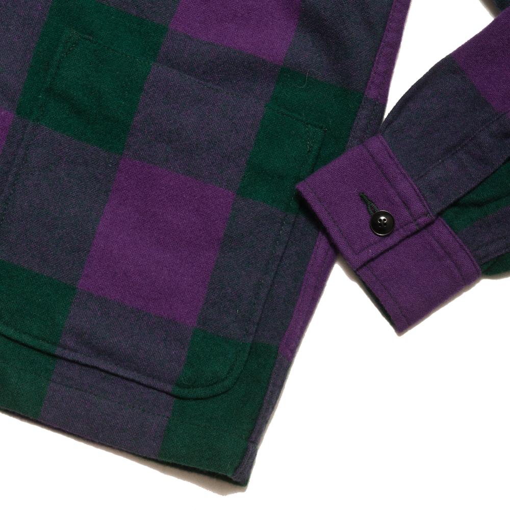 Beams Plus Camp Collar Jacket Block Purple/Green at shoplostfound, cuff