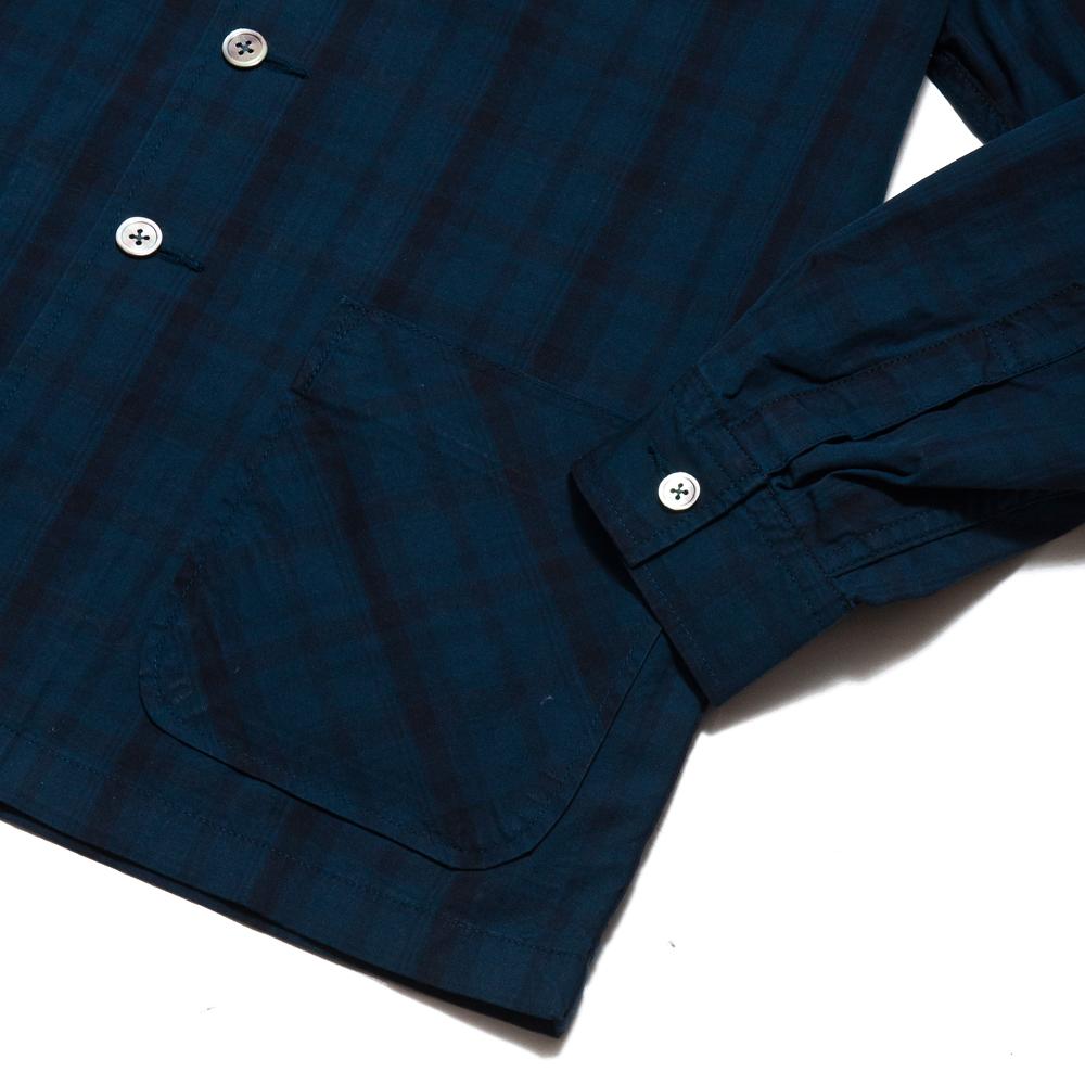 Beams Plus Camp Collar Shirt Jacket Dark Check at shoplostfound, pocket