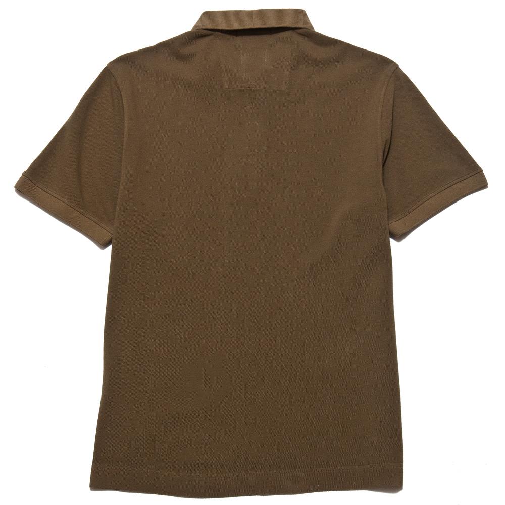 Beams Plus Gim Pique Polo Garment Dye Khaki at shoplostfound, back