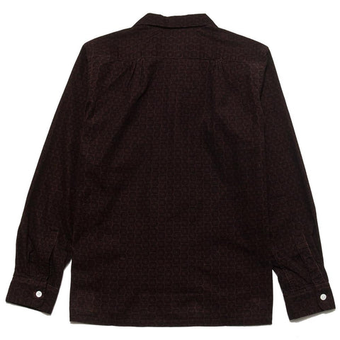 Beams Plus Open Collar Shirt Brown Printed Corduroy at shoplostfound, front