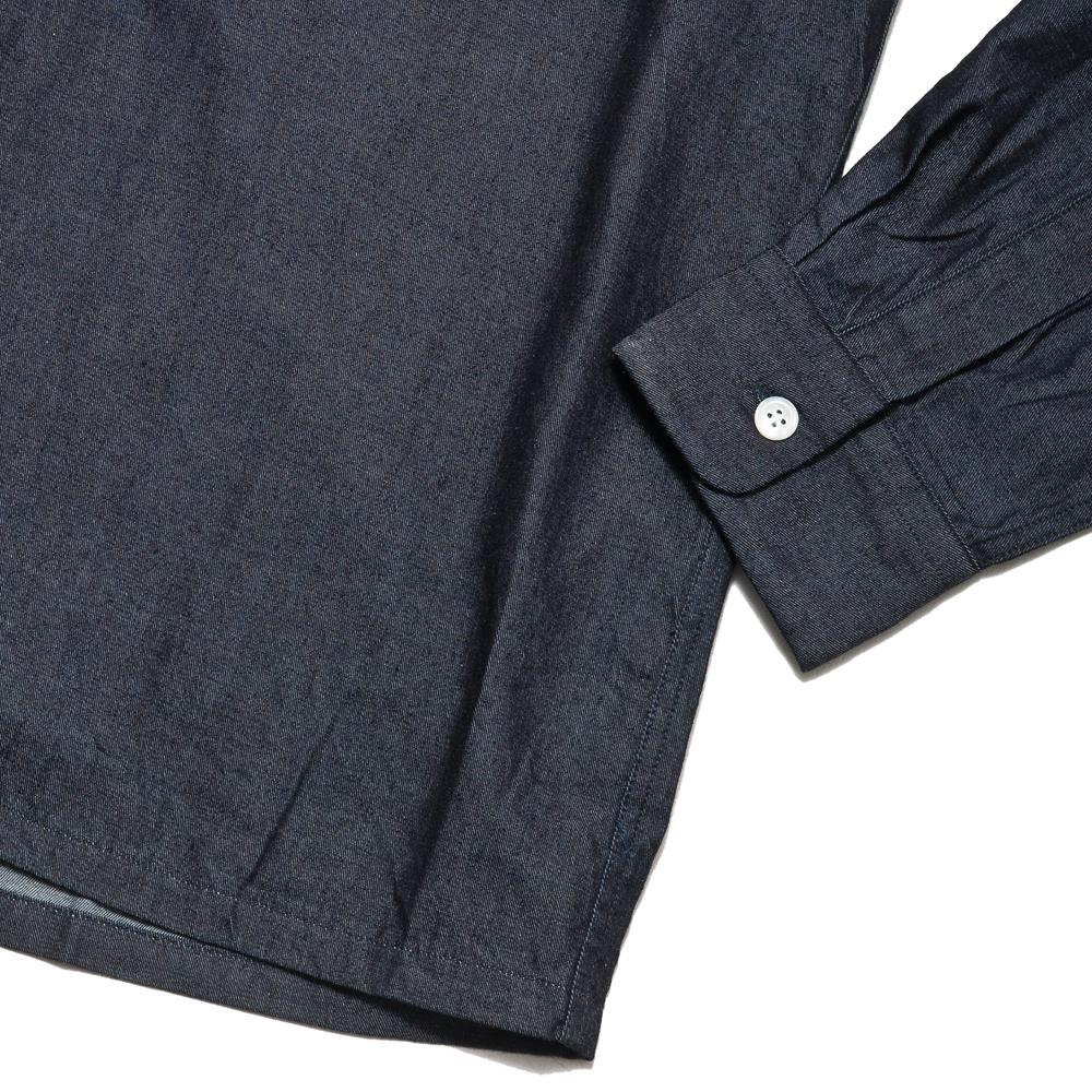 Beams Plus Open Collar Shirt Lt Oz Denim Indigo at shoplostfound, cuff