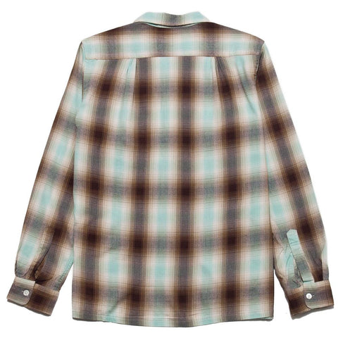 Beams Plus Open Collar Shirt Ombre Mint/Brown at shoplostfound, front