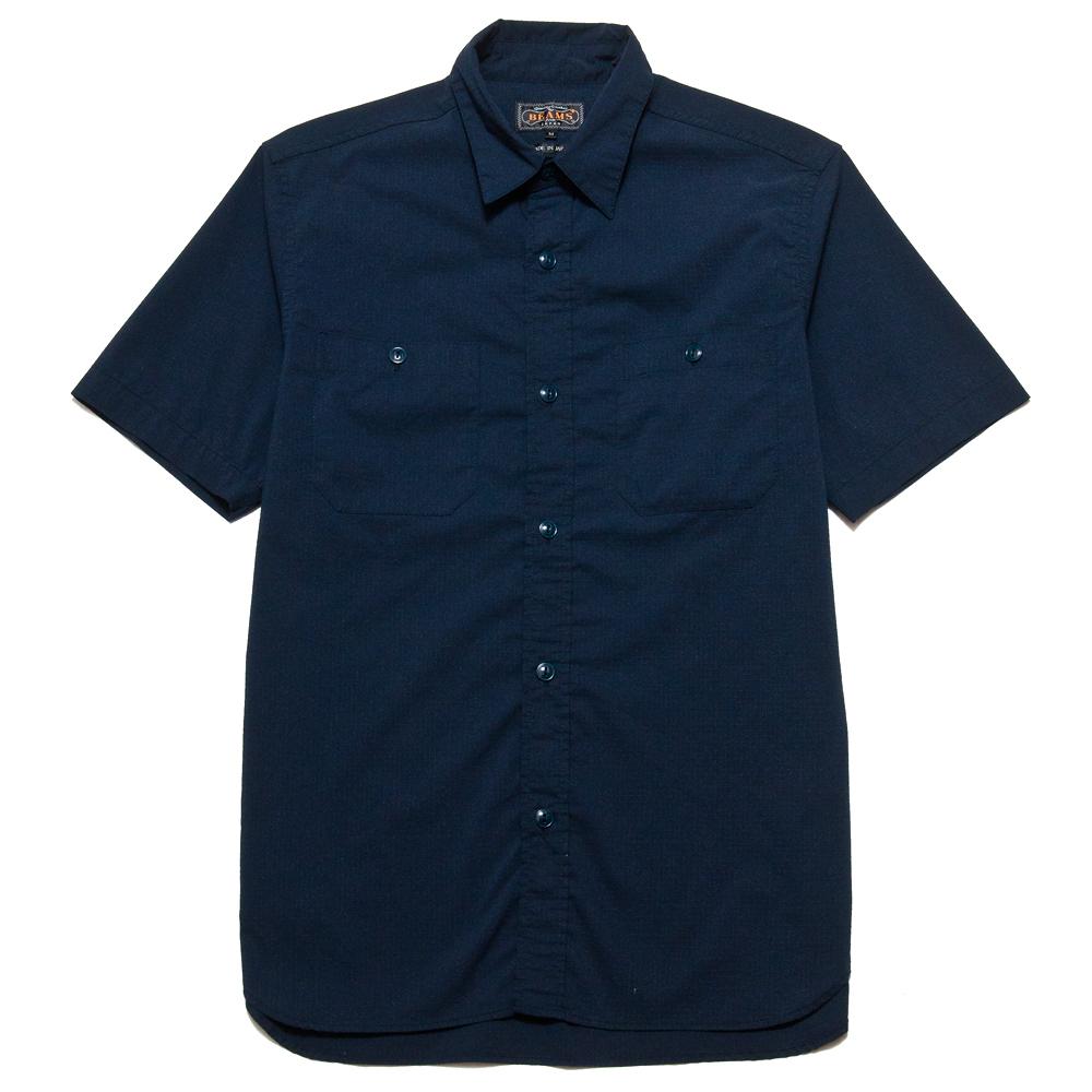 Beams Plus S/S Mil Work Coolmax® Ripstop Navy at shoplostfound, front