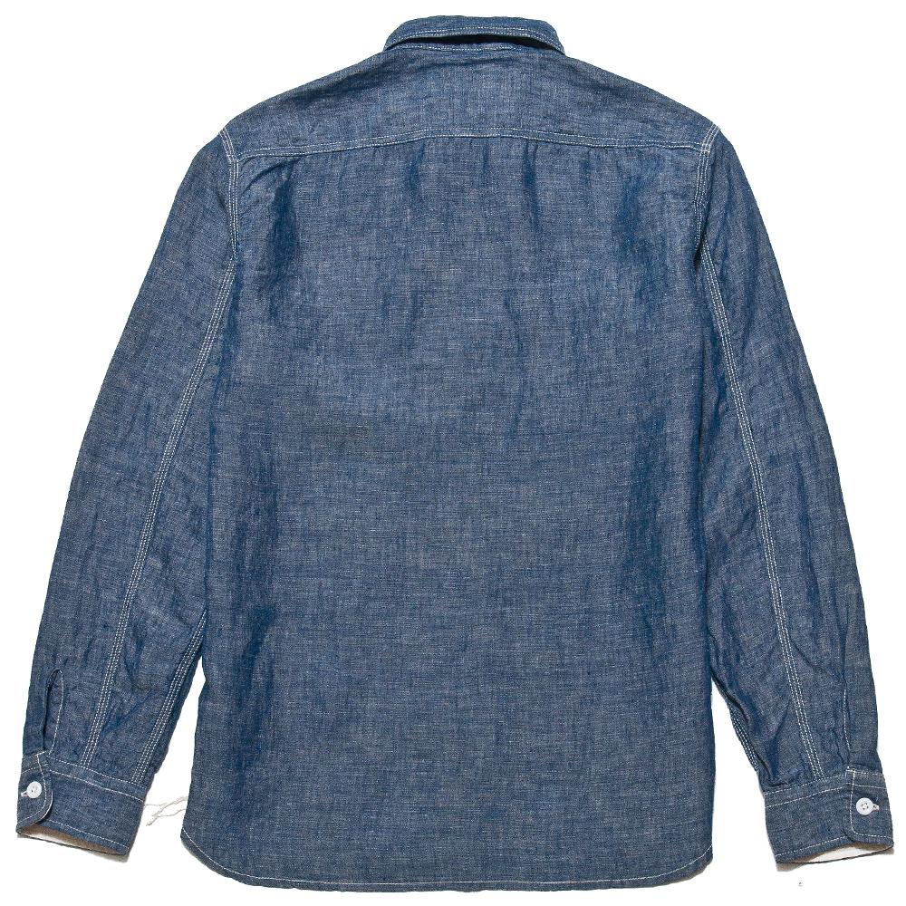 Beams Plus Work Linen Chambray Blue at shoplostfound, back