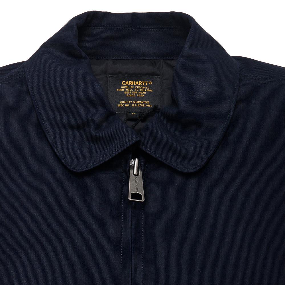 Carhartt W.I.P. Aviator Jacket Dark Navy at shoplostfound, neck