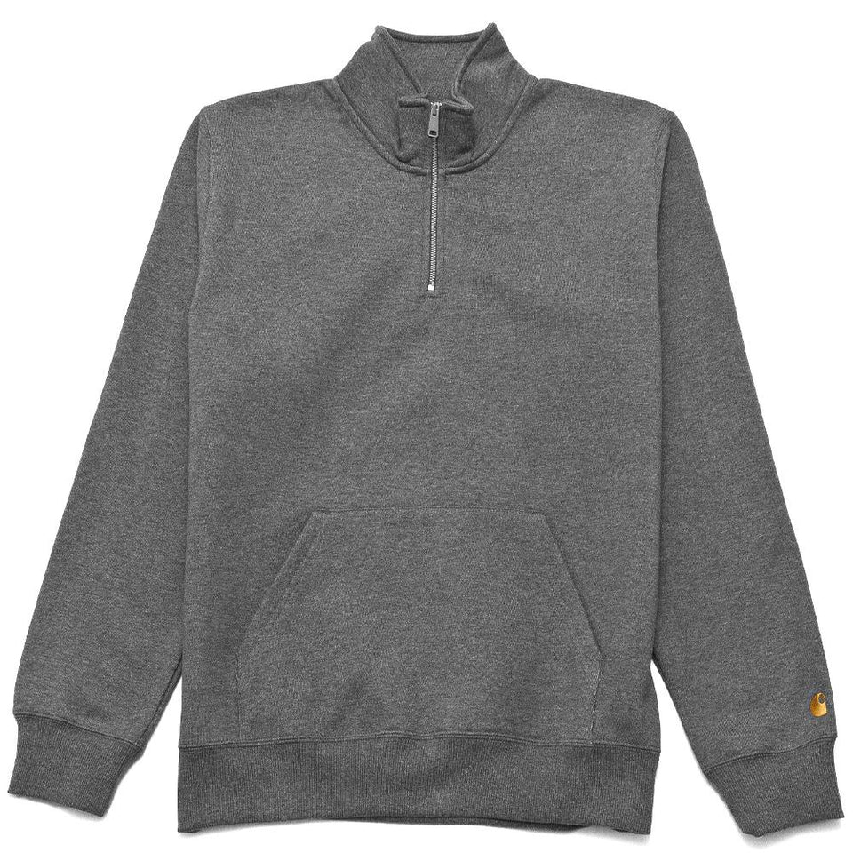 Carhartt W.I.P. Chase Neck Zip Sweat Dark Grey Heather at shoplostfound, front
