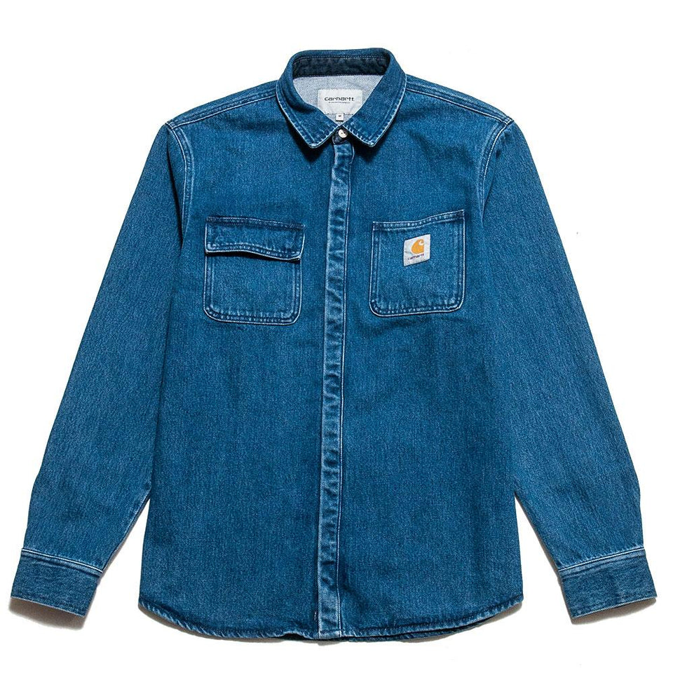 Carhartt W.I.P. Salinac Shirt Jacket Blue Stone Wash at shoplostfound, front