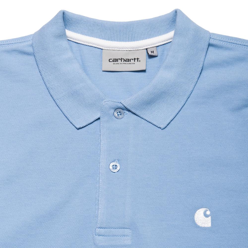 Carhartt W.I.P. Short Sleeve Chase Pique Polo Glacier at shoplostfound, neck