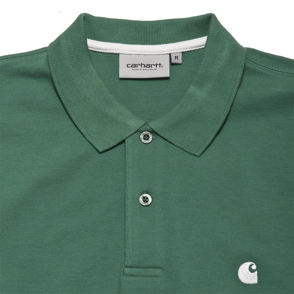 Carhartt W.I.P. Short Sleeve Chase Pique Polo Mojito at shoplostfound, neck