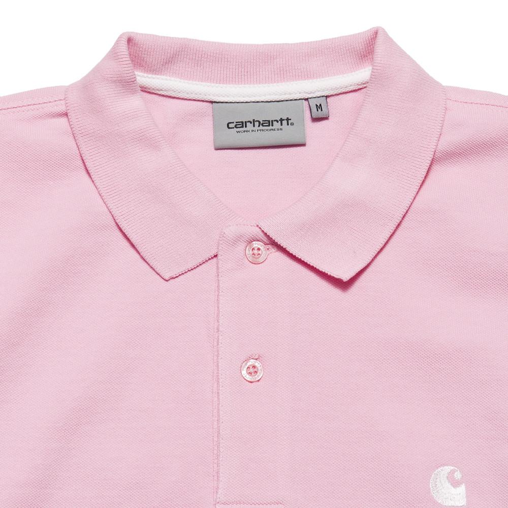 Carhartt W.I.P. Short Sleeve Chase Pique Polo Vegas Pink at shoplostfound, neck