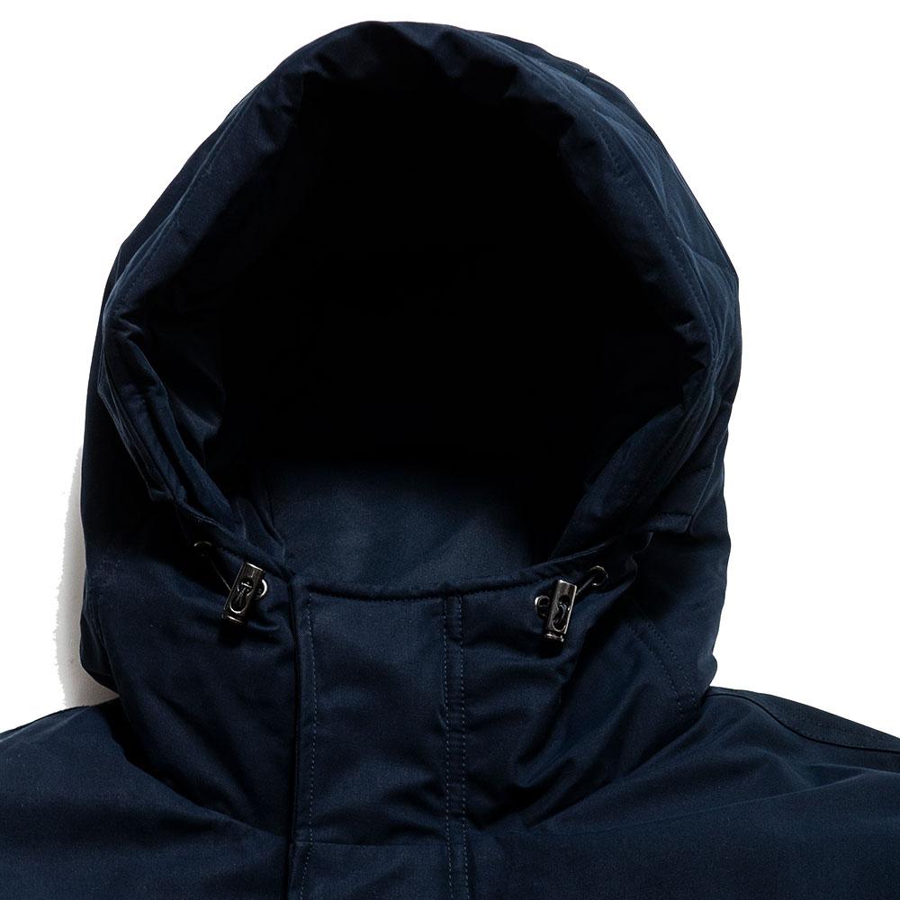 Carhartt W.I.P. Solphex Parka Dark Navy at shoplostfound, neck