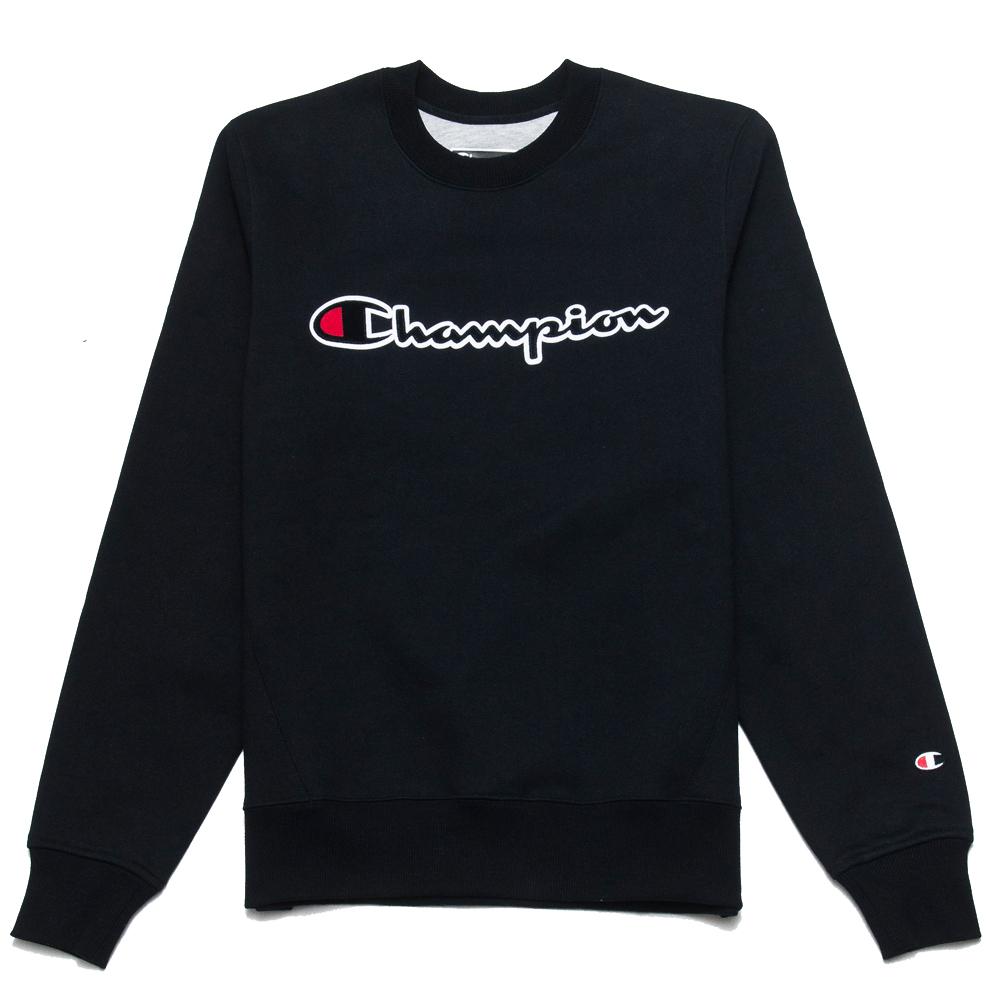 Champion Superfleece Logo Crew 2.0 Black at shoplostfound, front