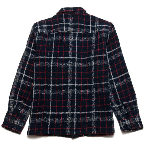Corridor Plaid Wool Overshirt Navy/Red at shoplostfound, front