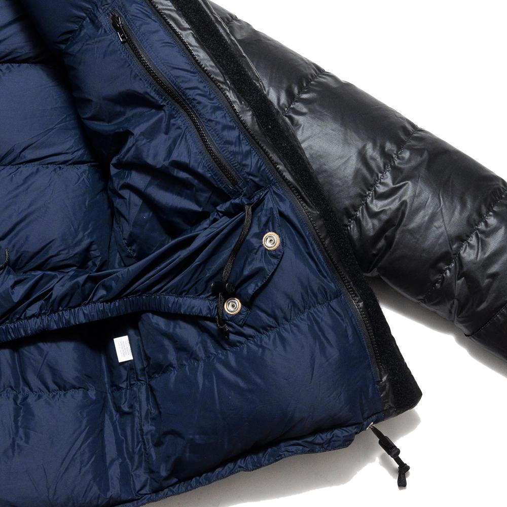 Crescent Down Works Integral Hooded Parka in Black Ripstop at shoplostfound, detail