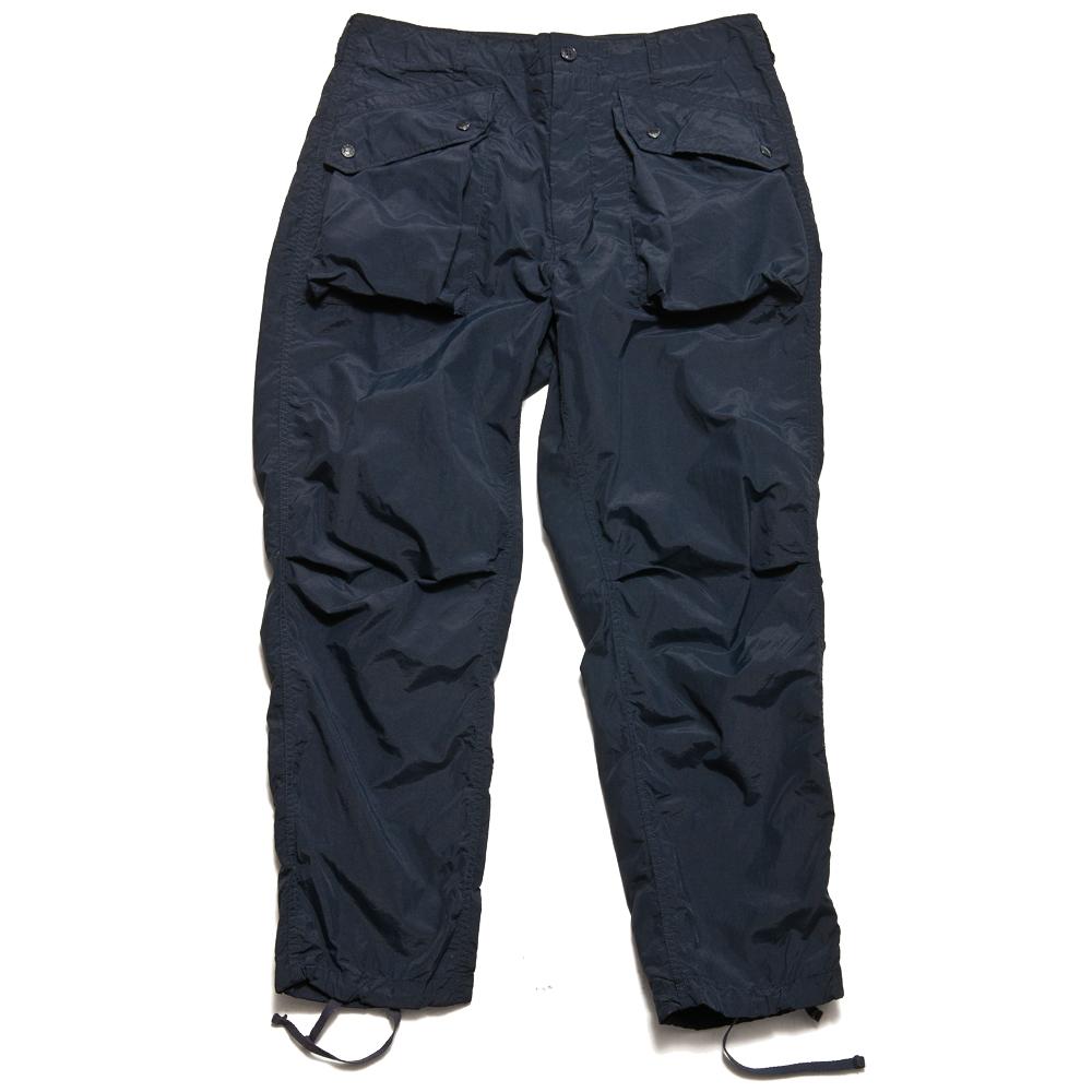 Engineered Garments Acrylic Coated Nylon Taffeta Norwegian Pant Navy at shoplostfound, front