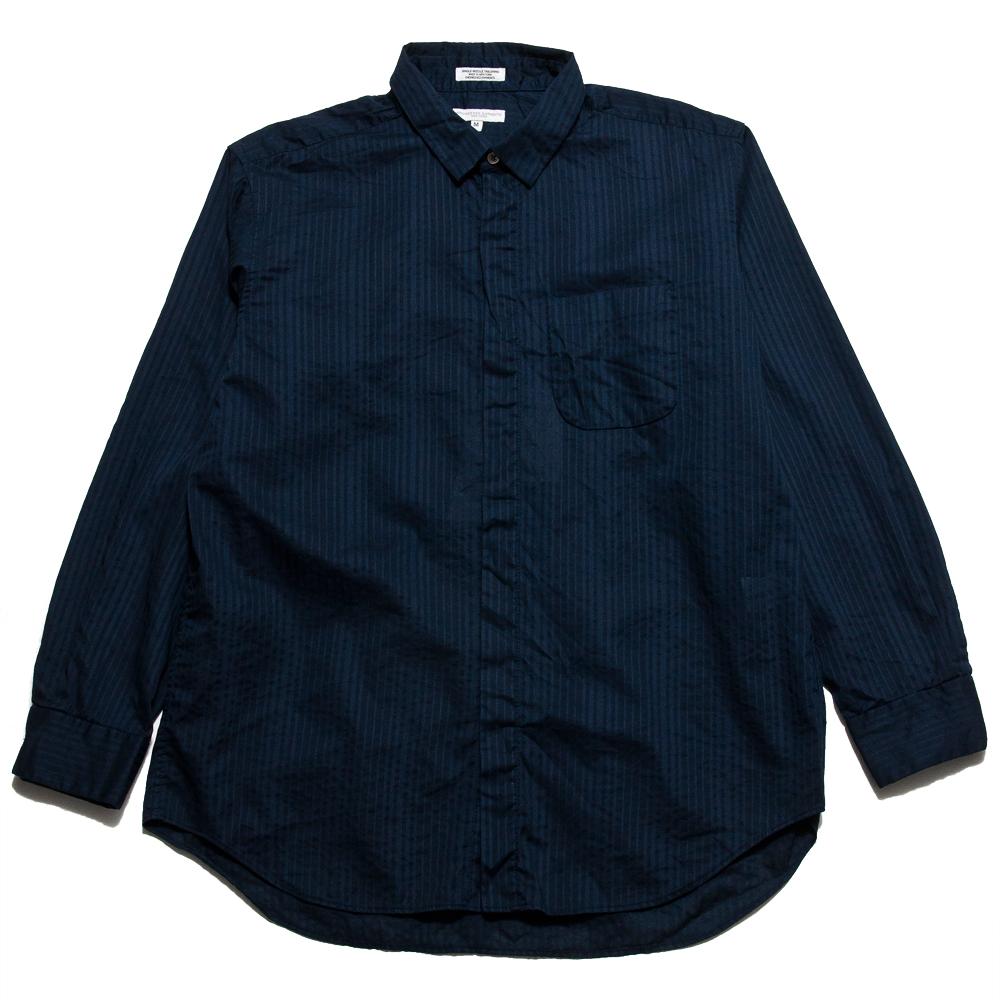 Engineered Garments Tone & Tone Dobby Short Collar Shirt Dark Navy at shoplostfound, front