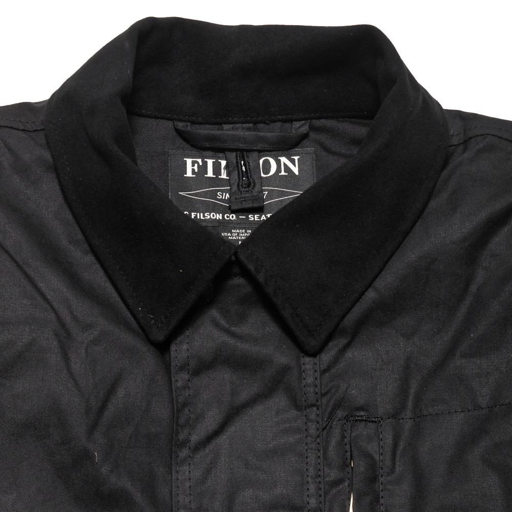 Filson Cover Cloth Mile Marker Black Seattle Fit at shoplostfound, neck