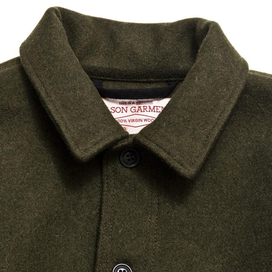 Filson Wool Mackinaw Cruiser Forest Green at shoplostfound in Toronto, collar