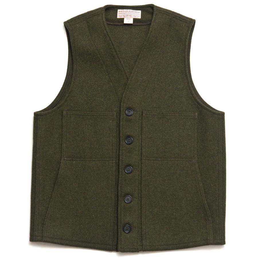 Filson Mackinaw Wool Vest Forest Green at shoplostfound in Toronto, front