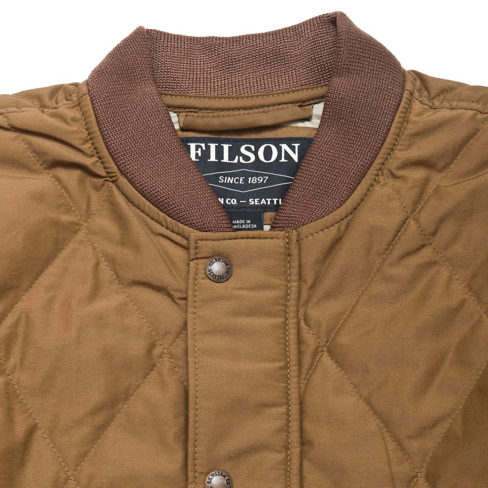 Filson Quilted Pack Jacket Tan at shoplostfound, neck