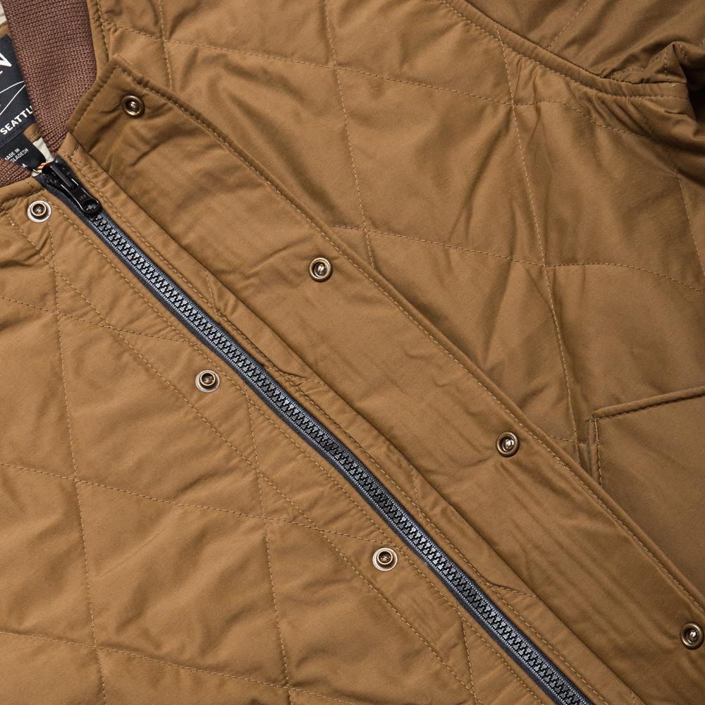 Filson Quilted Pack Jacket Tan at shoplostfound, zipper