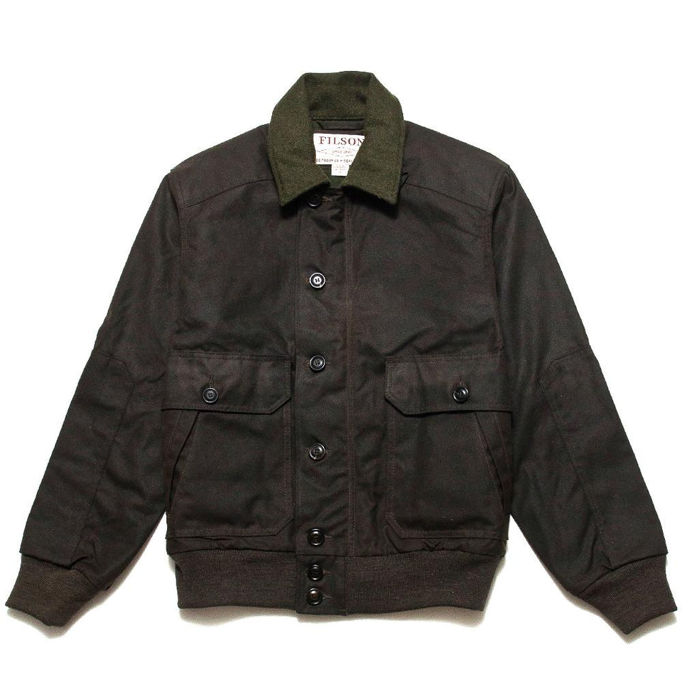 Filson Ranger Oil Cloth Bomber Orca Gray at shoplostfound, front